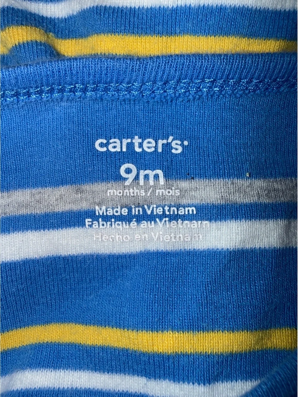 Carter's Handsome Little Guy Blue Striped Baby Romper 9 Months